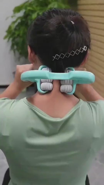 Multifunctional Manual Six-wheel Neck Massager Roller Massage Tool.
