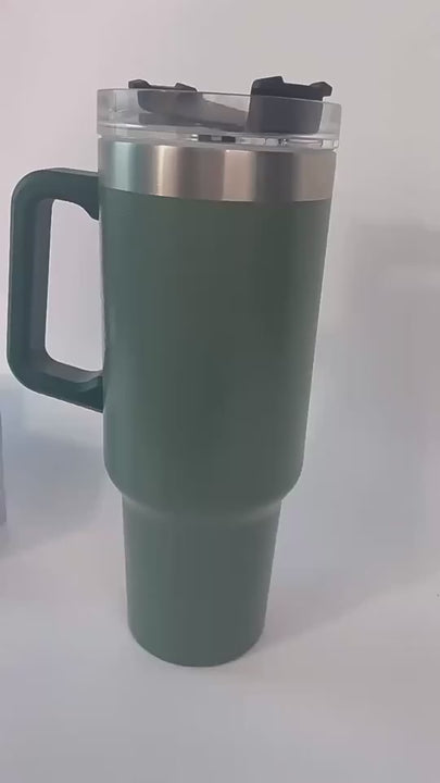40 Oz Tumbler With Handle Straw Insulated.